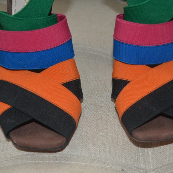 Prada Rainbow Multicolor Elastic Sandals Heels - Picture 4 of 8